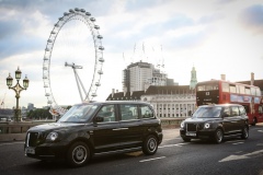 EDITORIAL USE ONLY
Four electric LEVC black taxis travel around London as the company announces they have 350 of their vehicles now on UK roads. PRESS ASSOCIATION Photo. Picture date: Monday July 9, 2018. Research from LEVC has revealed that the 350 taxis are expected to annually cover 10.7 million miles, save their owners £1.8m in fuel costs and reduce CO2 emissions from the taxi sector by 2,450 tonnes. Photo credit should read: Matt Alexander/PA Wire