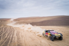 Sebastien Loeb and Daniel Elena in the Peugeot 3008 of the PH-Sport navigating in the dust during stage 3 of the Dakar Rally, between San Juan de Marcona and Arequipa, Peru, on January 9, 2019. // Frederic Le Floch / DPPI / Red Bull Content Pool // AP-1Y3381FBH2111 // Usage for editorial use only // Please go to www.redbullcontentpool.com for further information. //