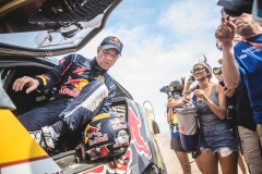 Sebastien Loeb (FRA) of PH Sport seen at the finish line of races during stage 6 of Rally Dakar 2019 from Arequipa to San Juan de Marcona, Peru on
January 13, 2019.