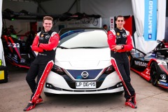 Nissan Formula E Drivers Oliver Rowland and Sebastien Buemi with the Nissan LEAF in Chile