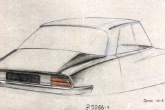 Disegno di Robert Opron del 1966 per un restyling del posteriore della vettura
