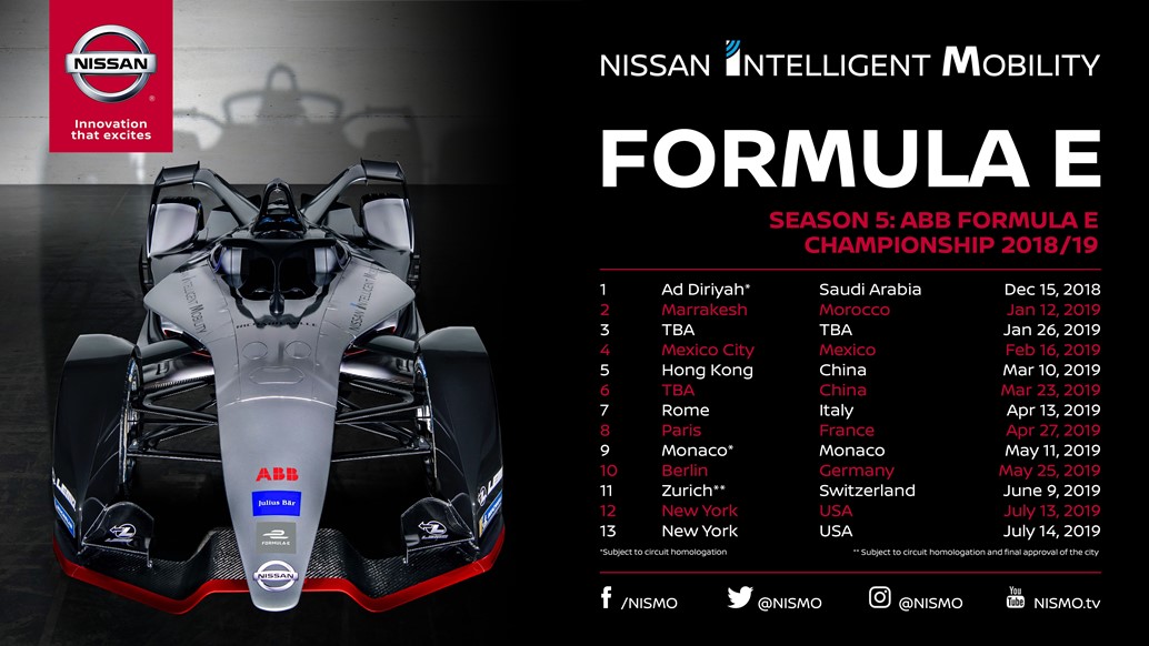 Nissan to race in 12 cities worldwide during Formula E’s fifth season