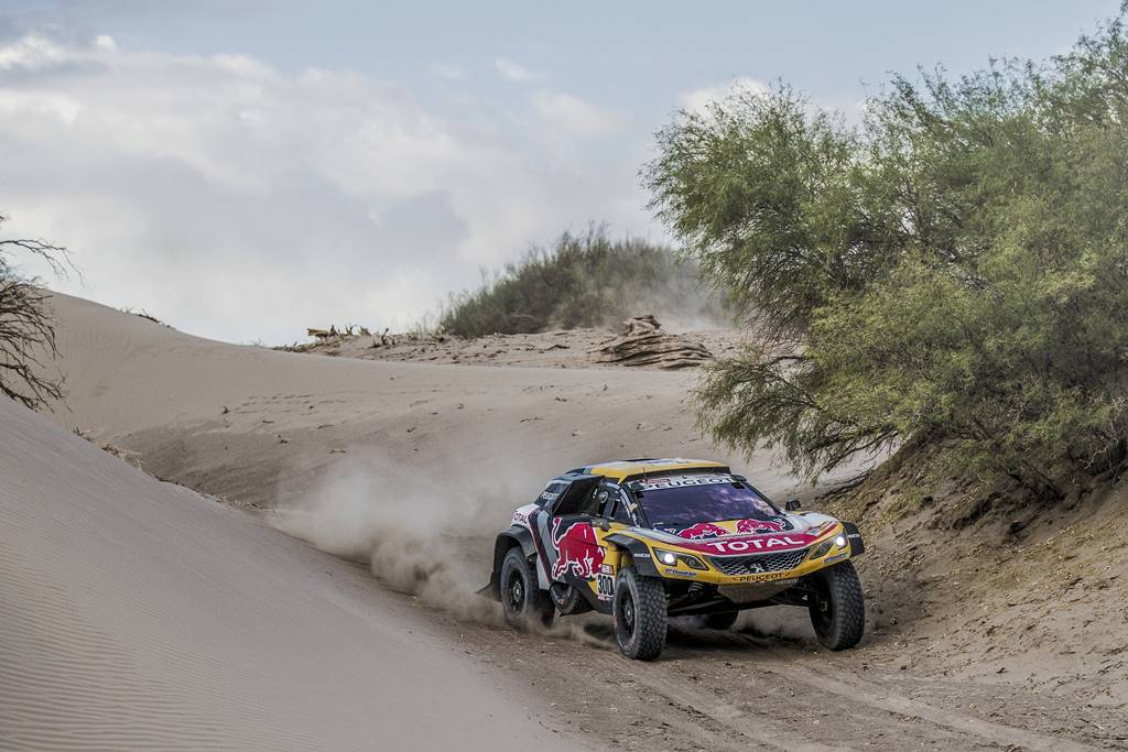 Stephane Peterhansel (FRA) of Team Peugeot TOTAL races during stage 11 of Rally Dakar 2018 from Belen to Chilecito, Argentina on January 17, 2018. // Flavien Duhamel/Red Bull Content Pool // P-20180117-01177 // Usage for editorial use only // Please go to www.redbullcontentpool.com for further information. //