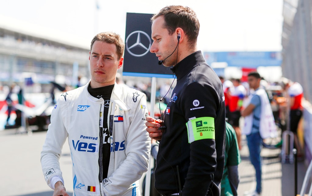 Stoffel Vandoorne (BEL), Mercedes Benz EQ, EQ Silver Arrow 01 on the grid with team members.