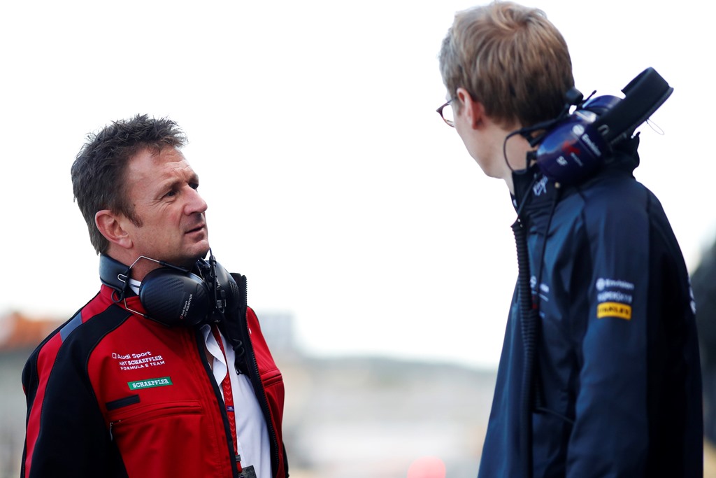 Allan McNish, Team Principal, Audi Sport Abt Schaeffler, talks with Sylvain Filippi, Managing Director & CTO, Virgin Racing