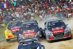 Team Peugeot Total in action at FIA World Rallycross Championship in Mettet, Belgium on 13 May 2018 // @World / Red Bull Content Pool // AP-1VN2G7XXD2111 // Usage for editorial use only // Please go to www.redbullcontentpool.com for further information. //