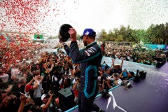 Mitch Evans (NZL), Panasonic Jaguar Racing, celebrates on the podium after winning the race