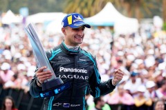 Mitch Evans (NZL), Panasonic Jaguar Racing, celebrates on the podium after winning the race
