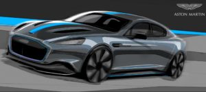 Teaser per Aston Martin Rapid-E che debutterà alla fine del 2019