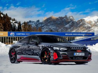 Anteprima di Audi RS e-tron GT prototipo nell’apertura dei Mondiali di Cortina
