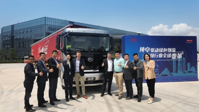 Camion elettrici da BYD a Budweiser China