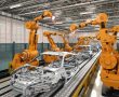 robot assembly line in car factory