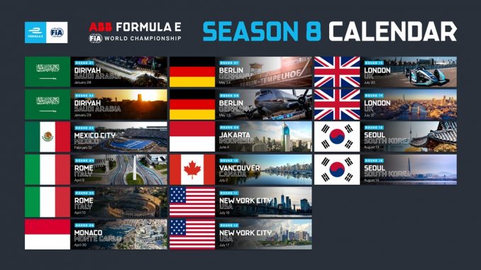 Aggiornato il calendario e il regolamento sportivo dell'ABB FIA Formula E World Championship