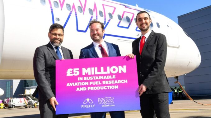 Investimento di 5 milioni di sterline da Wizz Air nel SAF (Sustainable Aviation Fuel)