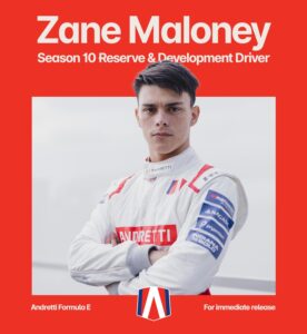 Zane Maloney sarà il pilota di riserva e di sviluppo di Andretti Formula E